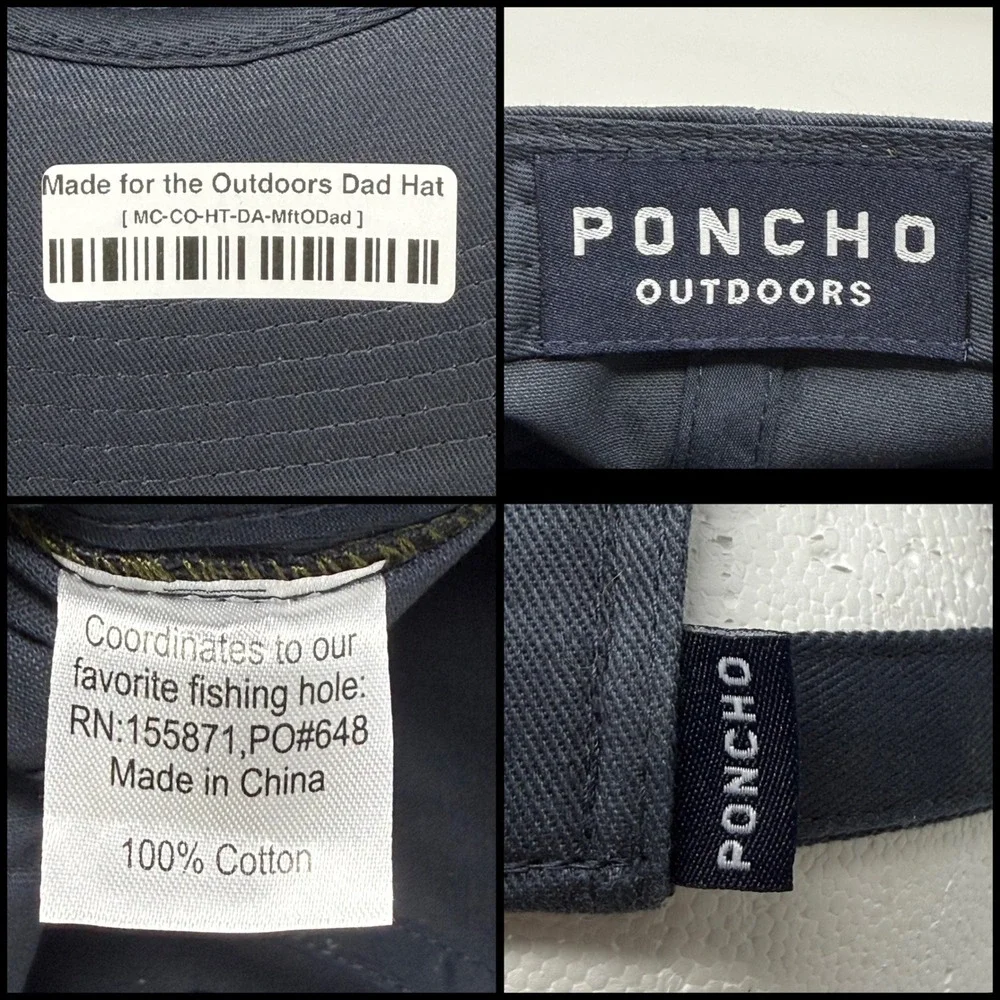 Poncho Outdoors Made For The Outdoors Navy Blue Cotton Dad Hat Baseball Cap